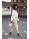 Elegant eco-leather trousers, caramel 5929 - Online store - Boutique